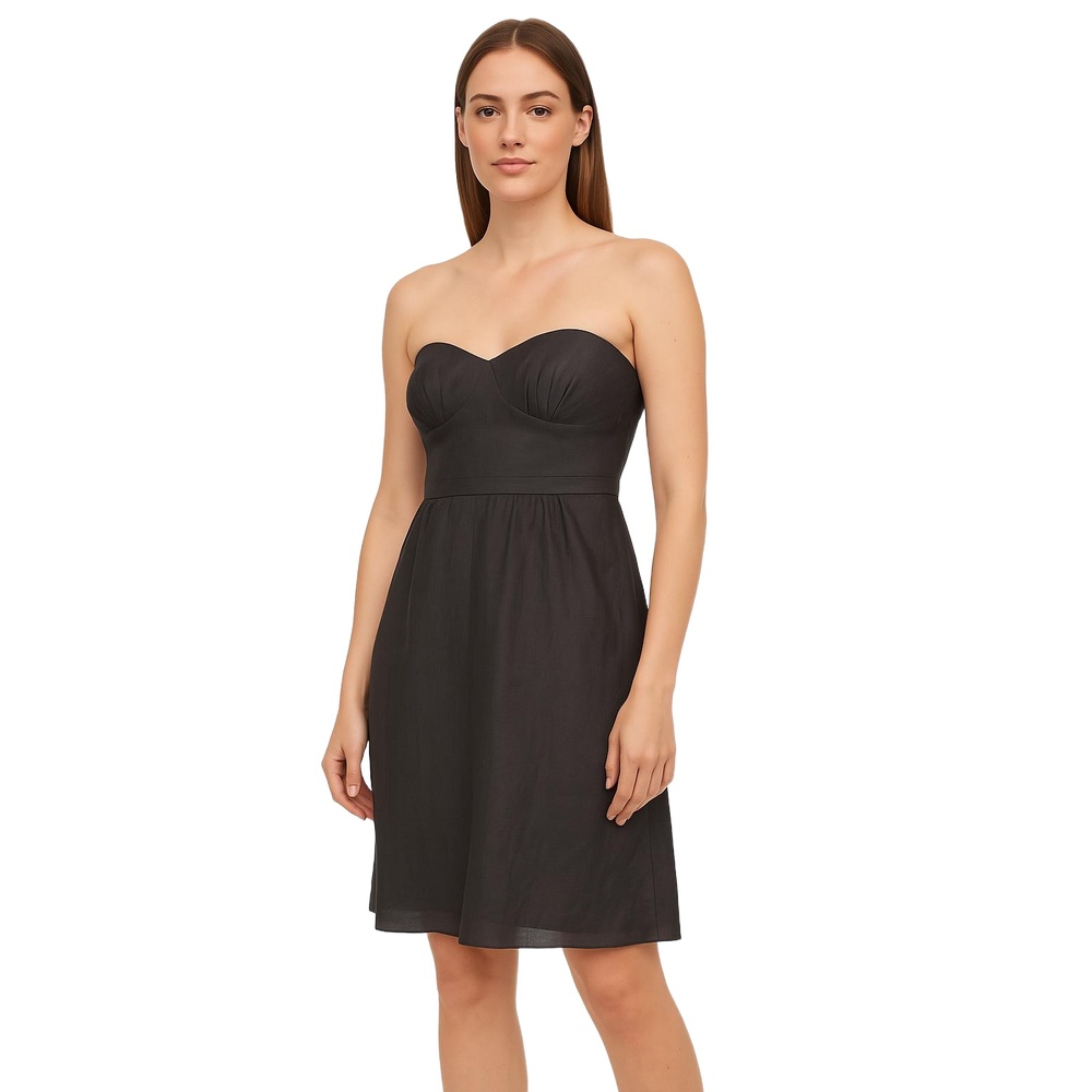 J.Crew Gray Silk Empire Waist A-Line Strapless Dress Formal Cocktail Womens 10
